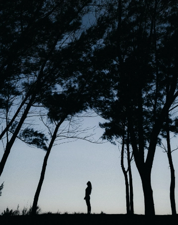 Figure beneath Trees
